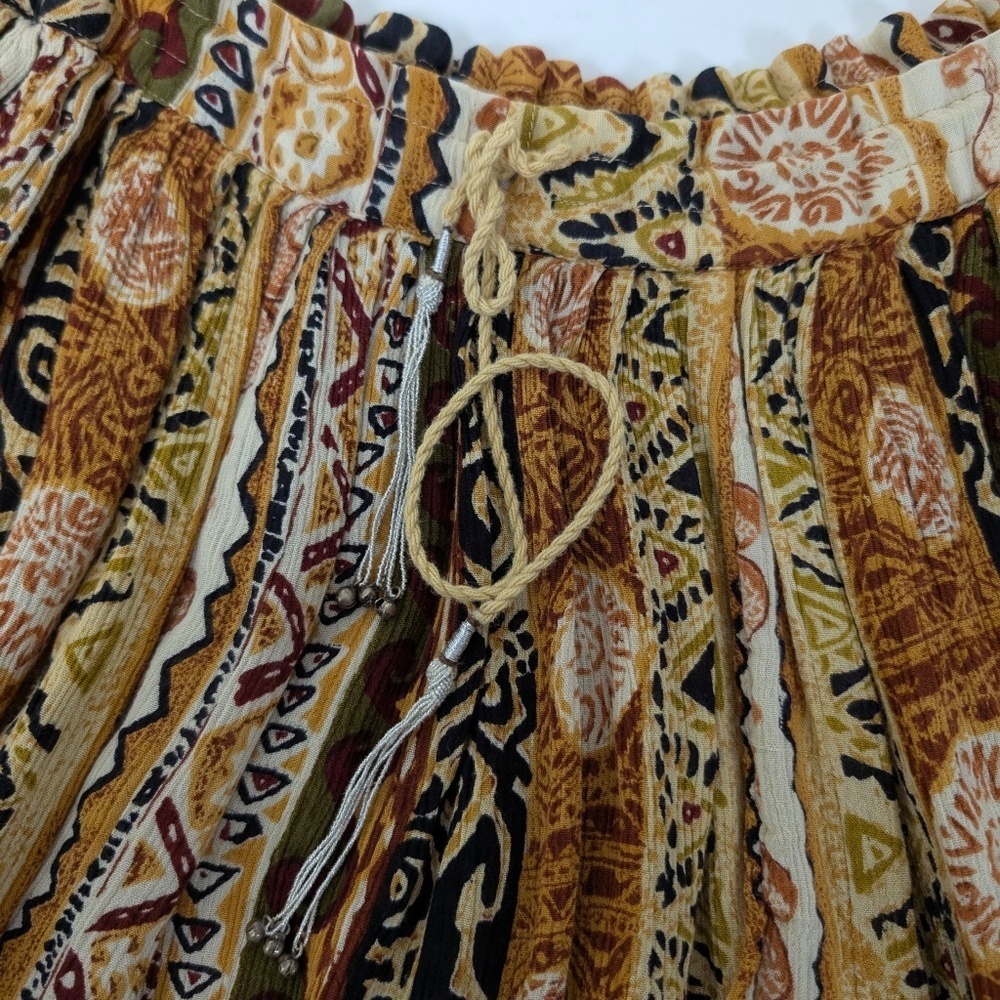 Abstract Mini Skirt Circle Drawstring Mid Low High Rise Short Flowy - Picture 3 of 8